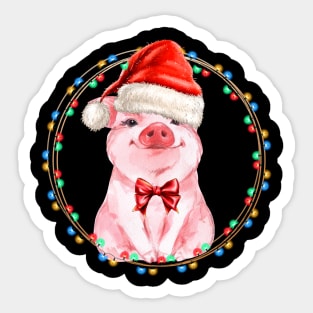 Sweet Pig with Santa Hat Pig Lover Christmas Gift Sticker